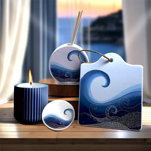 Bomboniere Linea Onda - Eleganza e Freschezza per Eventi Unici Bomboniere artigianali della Linea Onda, con design ispirato al mare e alla natura, perfette per comunioni, cresime e occasioni speciali.