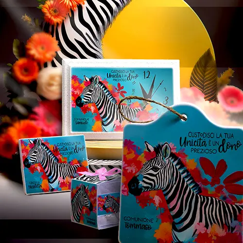 Bomboniere Linea Zebra - Eleganza Selvaggia e Unica Bomboniere personalizzate della Linea Zebra, un mix di stile unico e dettagli artigianali per eventi indimenticabili.